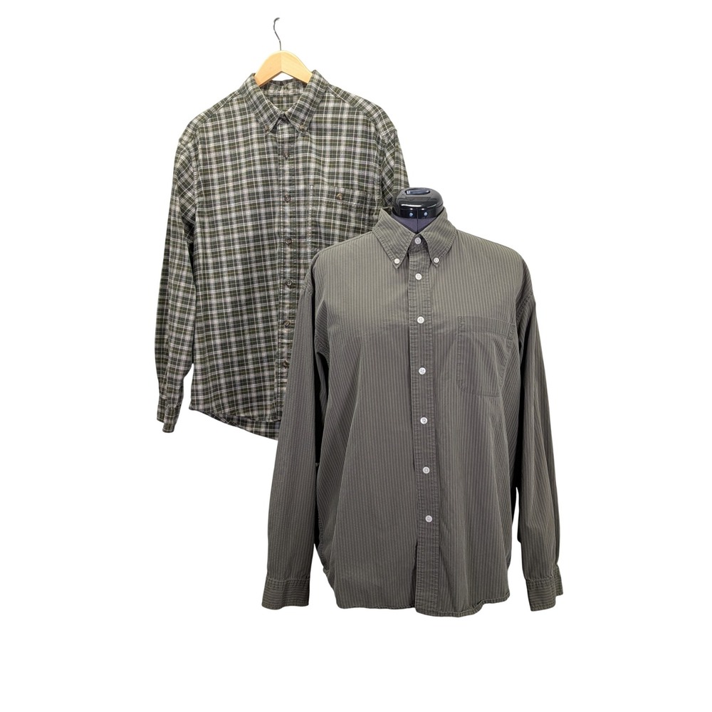 Eddie Bauer Lot of 2 Button Front Shirts‎ Men Large Cotton Outdoor Casual Bundle